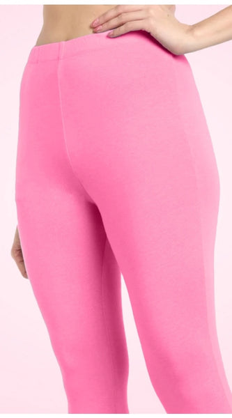 Mayawye Women's Cotton Blended Solid Ankle legging (Baby Pink)