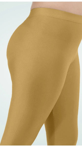 Mayawye Women's Cotton Blended Solid Shimmer Ankle leggings (Beige)