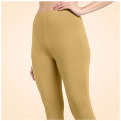 Mayawye Women's Cotton Blended Solid Ankle legging (Beige)