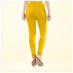 Mayawye Women's Cotton Blended Solid Churidar leggings (Yellow)