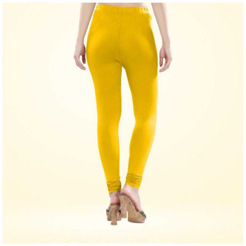 Mayawye Women's Cotton Blended Solid Churidar leggings (Yellow)