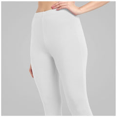 Mayawye Women's Cotton Blended Solid Ankle legging (White)