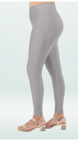 Mayawye Women's Cotton Blended Solid Shimmer Ankle leggings (Silver Gray)