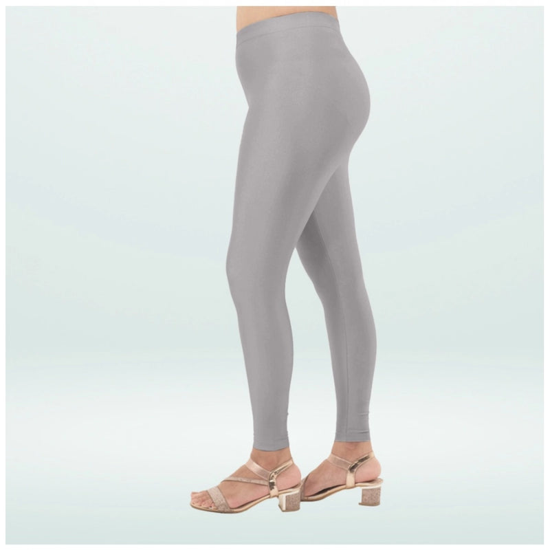 Mayawye Women's Cotton Blended Solid Shimmer Ankle leggings (Silver Gray)
