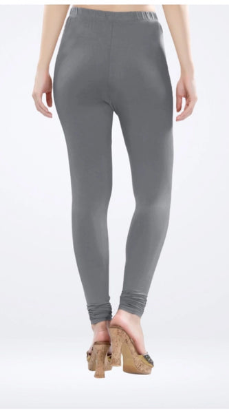 Mayawye Women's Cotton Blended Solid Churidar leggings (Silver Gray)