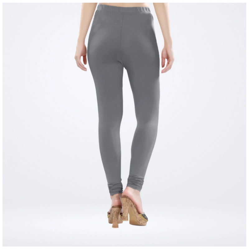 Mayawye Women's Cotton Blended Solid Churidar leggings (Silver Gray)