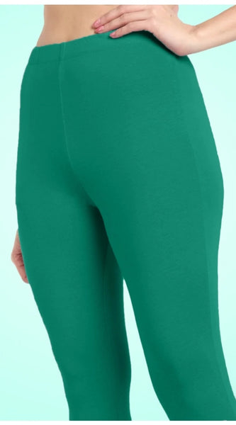 Mayawye Women's Cotton Blended Solid Ankle legging (Rama Green)