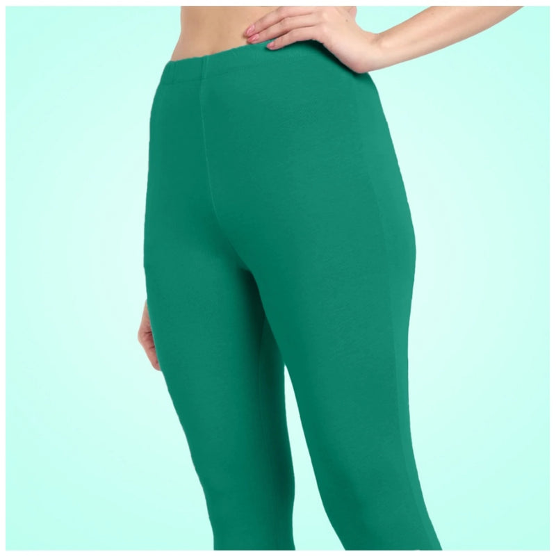Mayawye Women's Cotton Blended Solid Ankle legging (Rama Green)