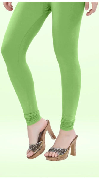 Mayawye Women's Cotton Blended Solid Churidar leggings (Pista Green)