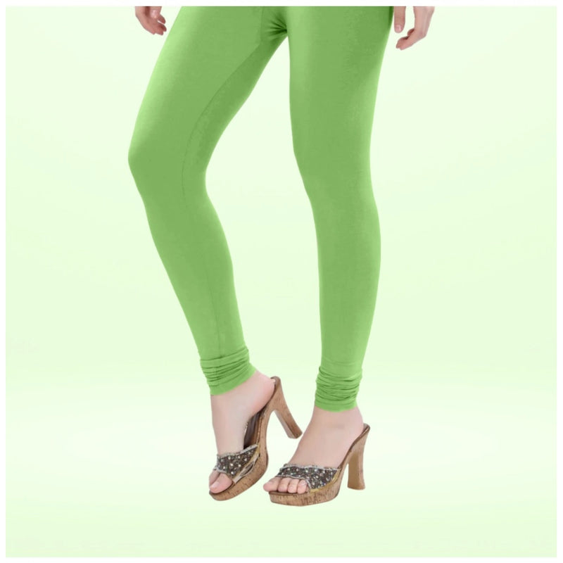 Mayawye Women's Cotton Blended Solid Churidar leggings (Pista Green)