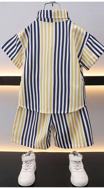 Mayawye Boy's Lycra Blend Printed Short Sleeve Shirt and Shorts Set (MultiColor)