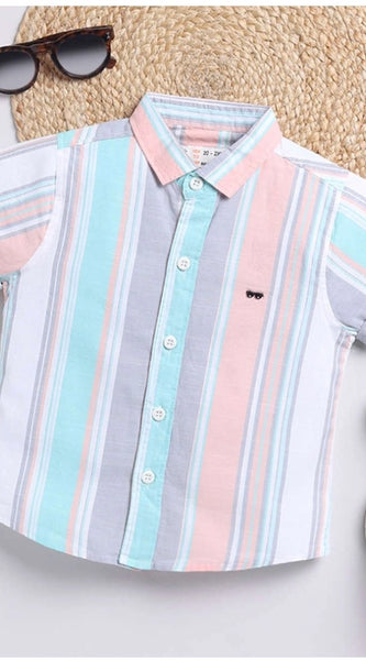 Mayawye Boy's Cotton Blend Printed Short Sleeve Shirt (MultiColor)