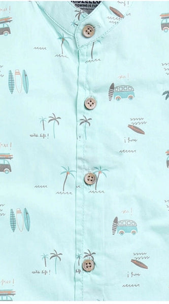 Mayawye Boy's Cotton Blend Printed Short Sleeve Shirt (MultiColor)