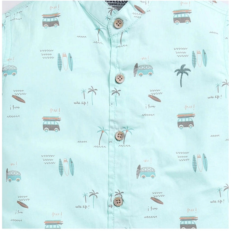 Mayawye Boy's Cotton Blend Printed Short Sleeve Shirt (MultiColor)
