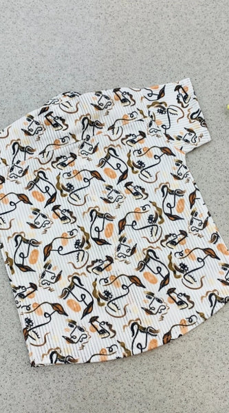 Mayawye Boy's Cotton Blend Printed Short Sleeve Shirt and Shorts Set (MultiColor)