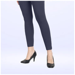 Mayawye Women's Cotton Blended Solid Ankle legging (Navy)