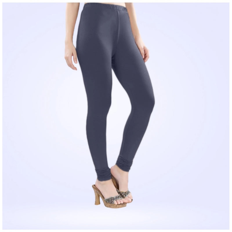 Mayawye Women's Cotton Blended Solid Churidar leggings (Navy)
