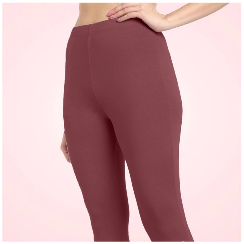 Mayawye Women's Cotton Blended Solid Ankle legging (Maroon)