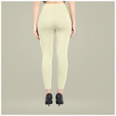 Mayawye Women's Cotton Blended Solid Ankle legging (Cream)