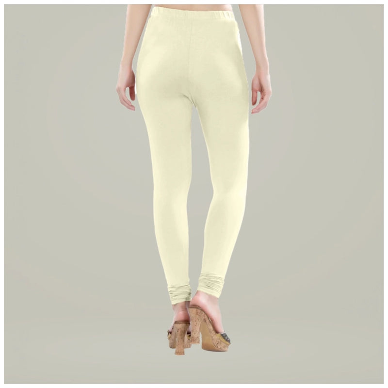 Mayawye Women's Cotton Blended Solid Churidar leggings (Cream)