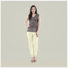 Mayawye Women's Cotton Blended Solid Churidar leggings (Cream)