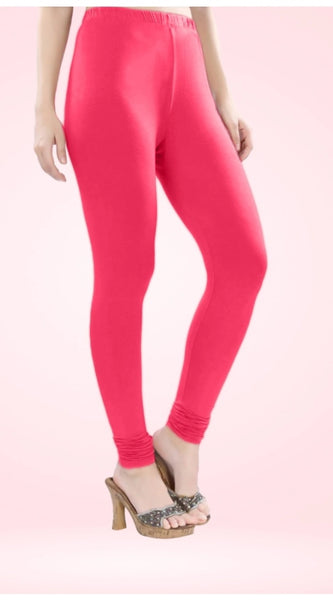Mayawye Women's Cotton Blended Solid Churidar leggings (Pink)