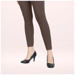 Mayawye Women's Cotton Blended Solid Ankle legging (Brown)