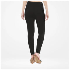 Mayawye Women's Cotton Blended Solid Churidar leggings (Black)