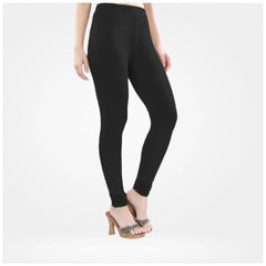 Mayawye Women's Cotton Blended Solid Churidar leggings (Black)