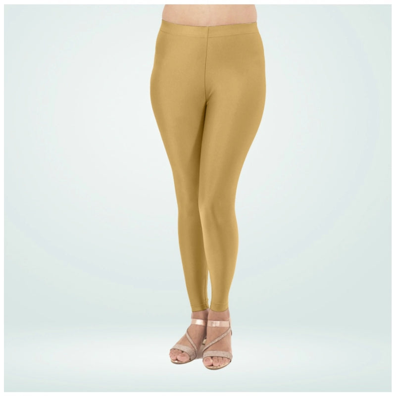 Mayawye Women's Cotton Blended Solid Shimmer Ankle leggings (Beige)