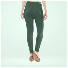 Mayawye Women's Cotton Blended Solid Churidar leggings (Bottle Green)