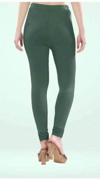 Mayawye Women's Cotton Blended Solid Churidar leggings (Bottle Green)