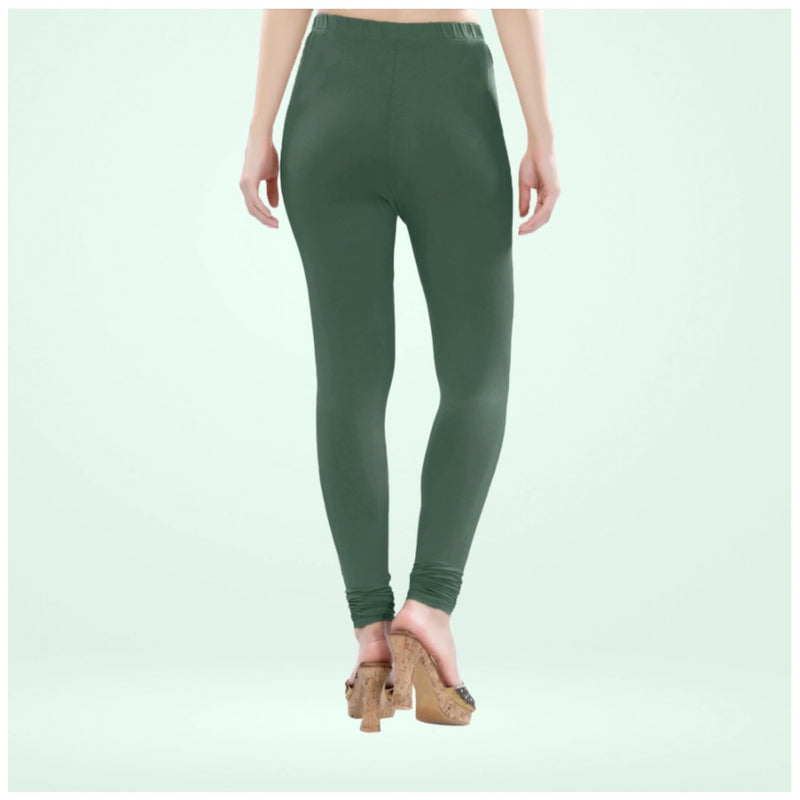 Mayawye Women's Cotton Blended Solid Churidar leggings (Bottle Green)