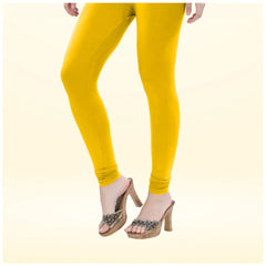 Mayawye Women's Cotton Blended Solid Churidar leggings (Yellow)