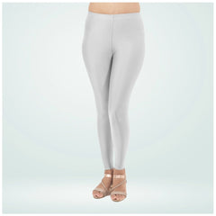 Mayawye Women's Cotton Blended Solid Shimmer Ankle leggings (Silver)