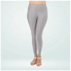 Mayawye Women's Cotton Blended Solid Shimmer Ankle leggings (Silver Gray)
