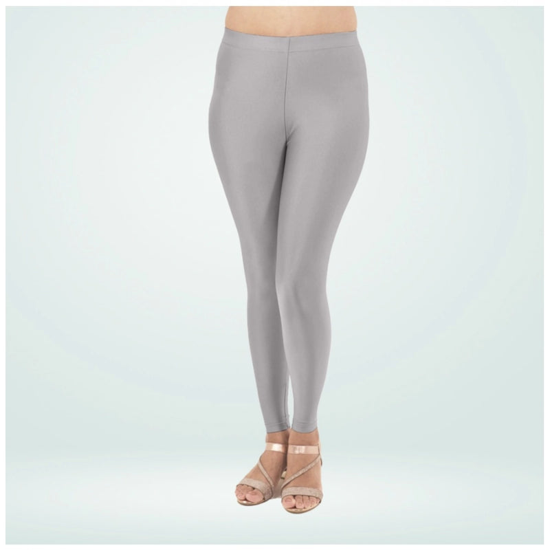 Mayawye Women's Cotton Blended Solid Shimmer Ankle leggings (Silver Gray)