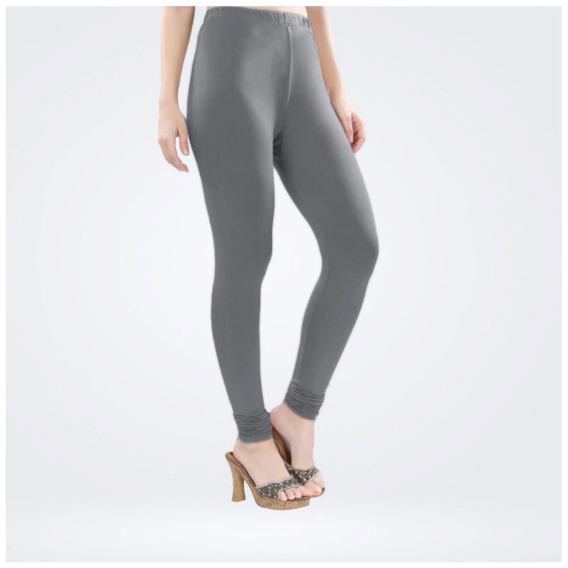 Mayawye Women's Cotton Blended Solid Churidar leggings (Silver Gray)