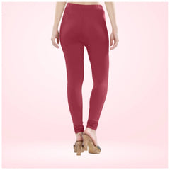 Mayawye Women's Cotton Blended Solid Churidar leggings (Red Maroon)