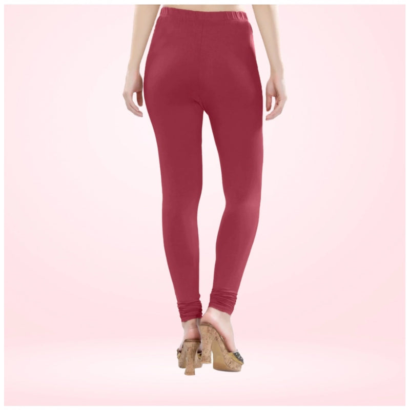 Mayawye Women's Cotton Blended Solid Churidar leggings (Red Maroon)