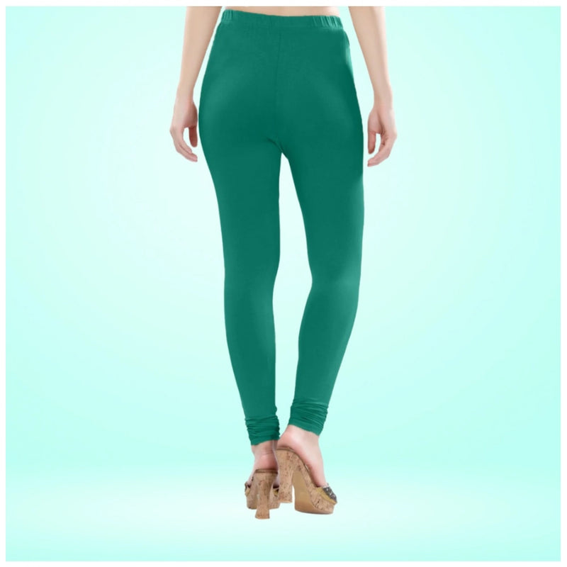 Mayawye Women's Cotton Blended Solid Churidar leggings (Rama Green)