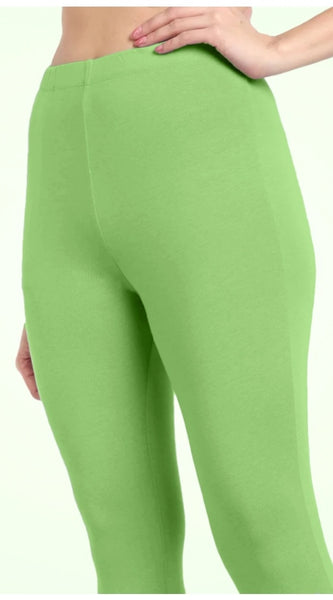 Mayawye Women's Cotton Blended Solid Ankle legging (Pista Green)