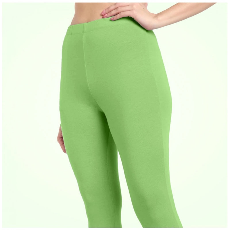 Mayawye Women's Cotton Blended Solid Ankle legging (Pista Green)