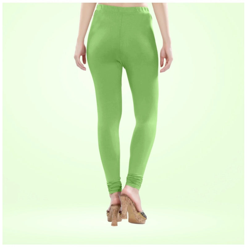 Mayawye Women's Cotton Blended Solid Churidar leggings (Pista Green)