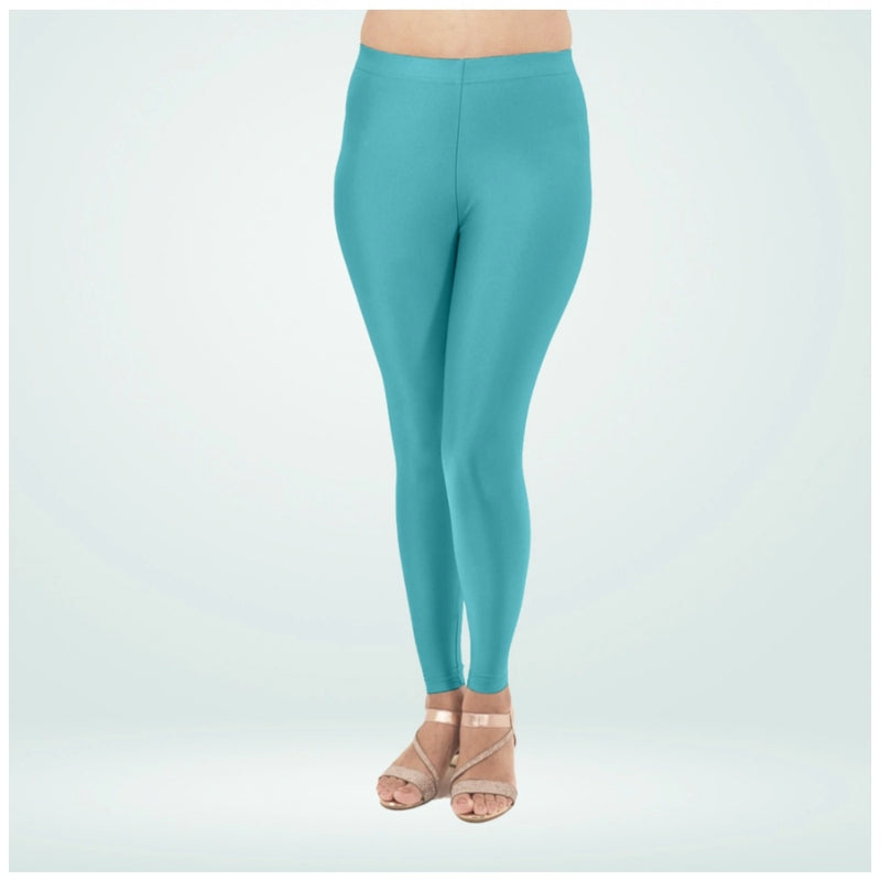 Mayawye Women's Cotton Blended Solid Shimmer Ankle leggings (Blue)