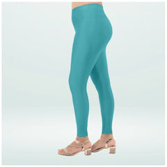 Mayawye Women's Cotton Blended Solid Shimmer Ankle leggings (Blue)