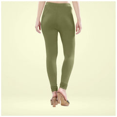 Mayawye Women's Cotton Blended Solid Churidar leggings (Olive Green)