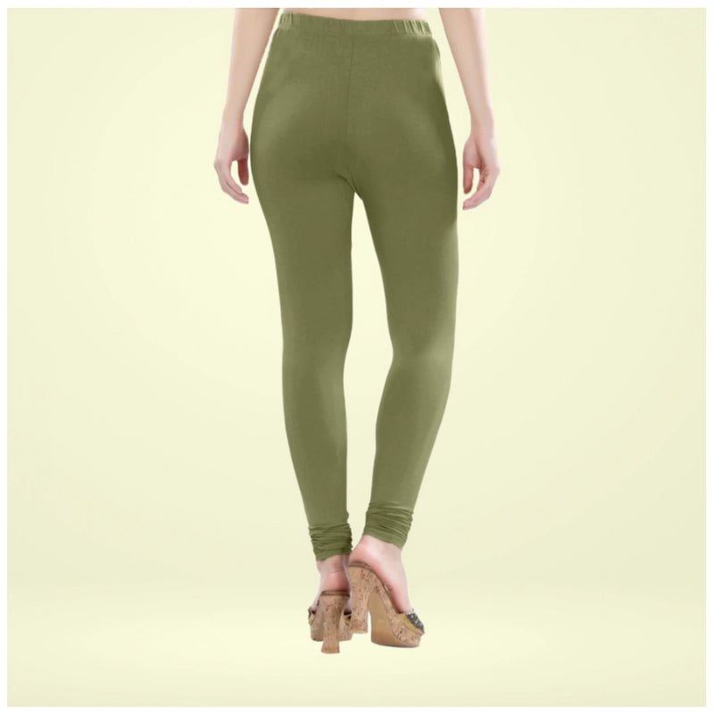 Mayawye Women's Cotton Blended Solid Churidar leggings (Olive Green)