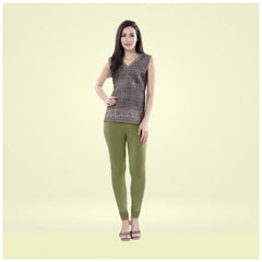 Mayawye Women's Cotton Blended Solid Churidar leggings (Olive Green)