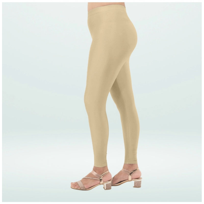 Mayawye Women's Cotton Blended Solid Shimmer Ankle leggings (New Skin)